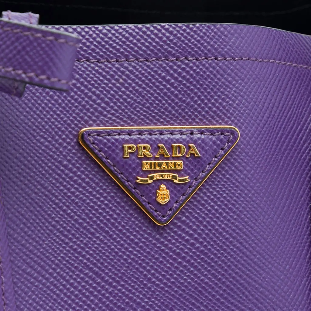 Prada Medium Saffiano Cuir Double Satchel Purple Leather Very good - Box View