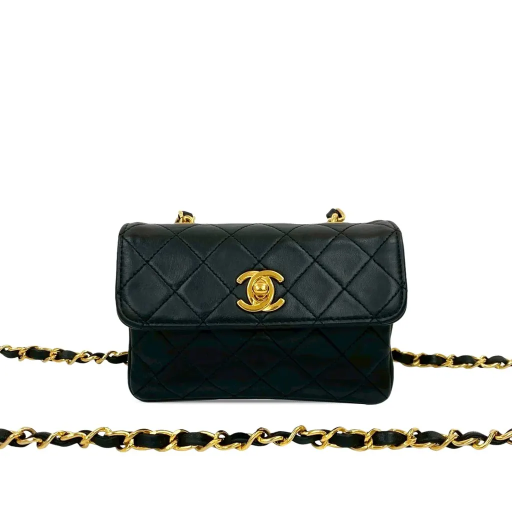 Chanel Micro CC Quilted Lambskin Turn Lock Flap