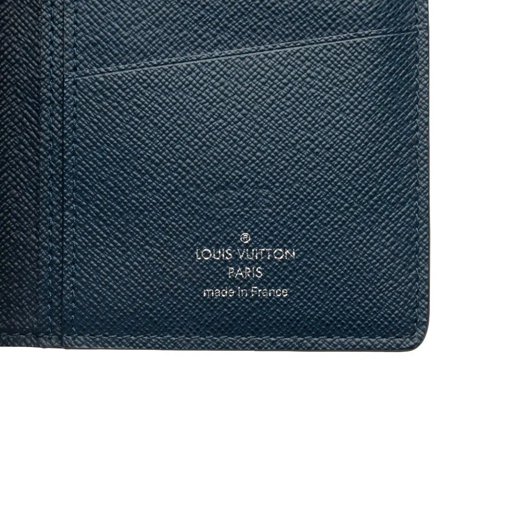 Louis Vuitton Taiga Portefeuille Brazza Bifold Long Wallet Blue Leather Very good - Box View