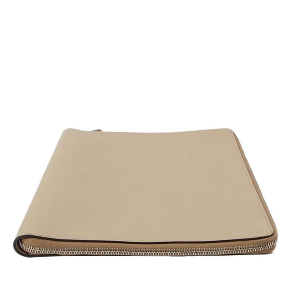 Fendi Leather Document Holder Zip Pouch Beige Leather Very good - Inside View