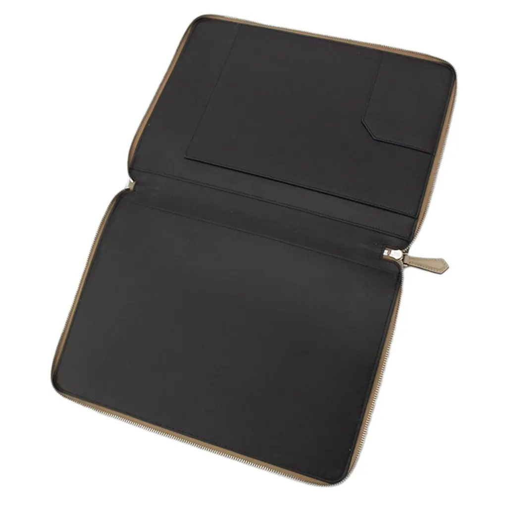 Fendi Leather Document Holder Zip Pouch Beige Leather Very good - Model View