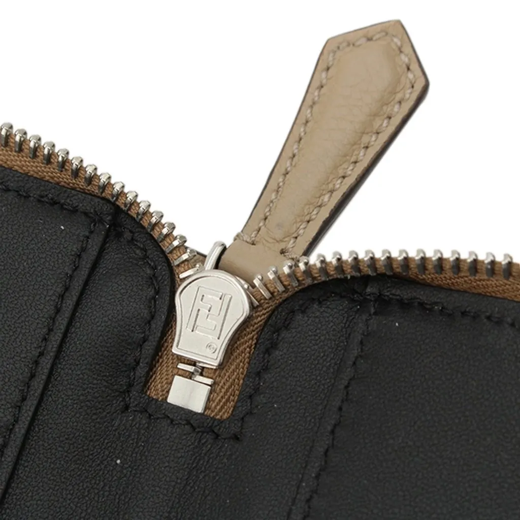 Fendi Leather Document Holder Zip Pouch Beige Leather Very good - Box View