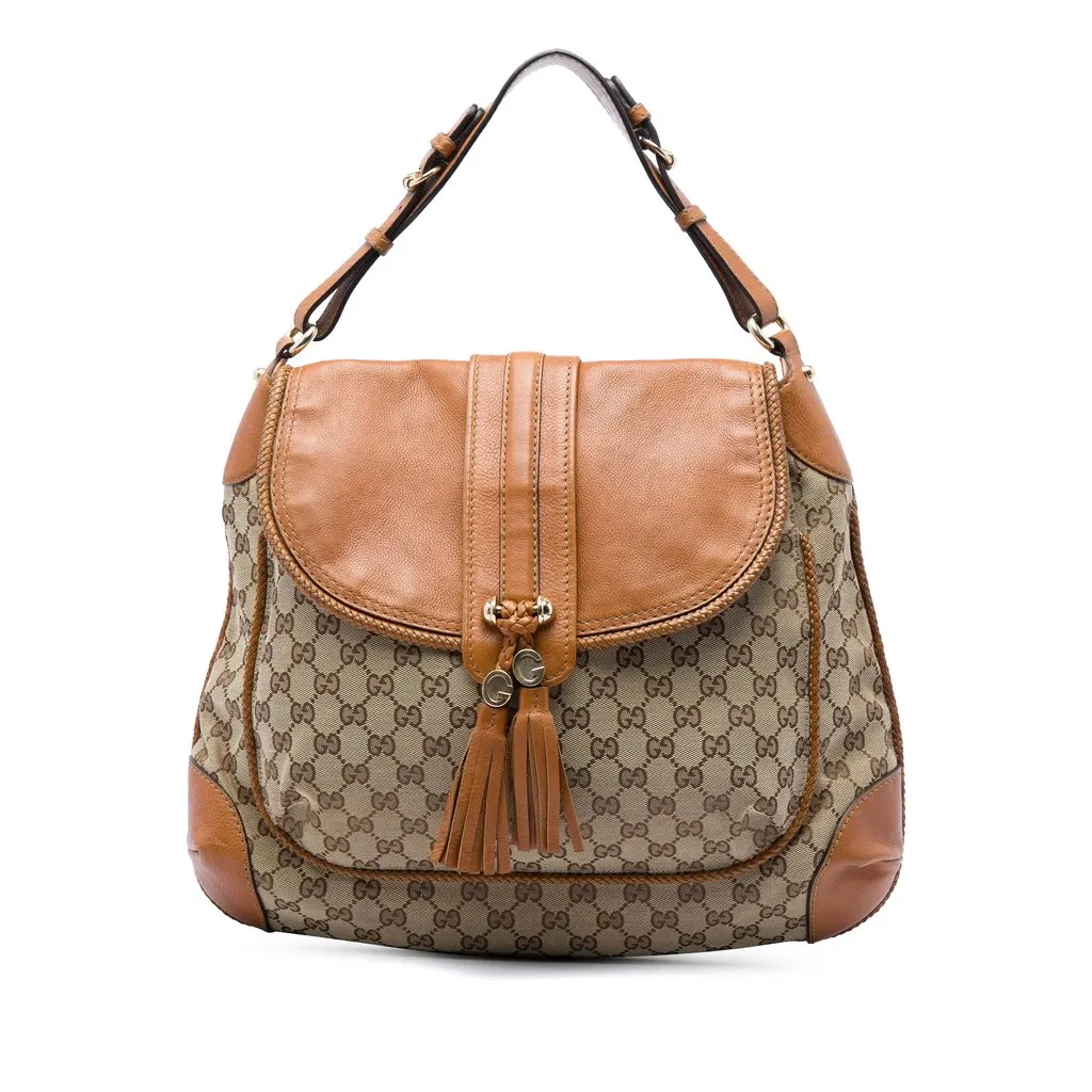 Gucci GG Canvas Marrakech Shoulder Bag Beige Very good - Front View