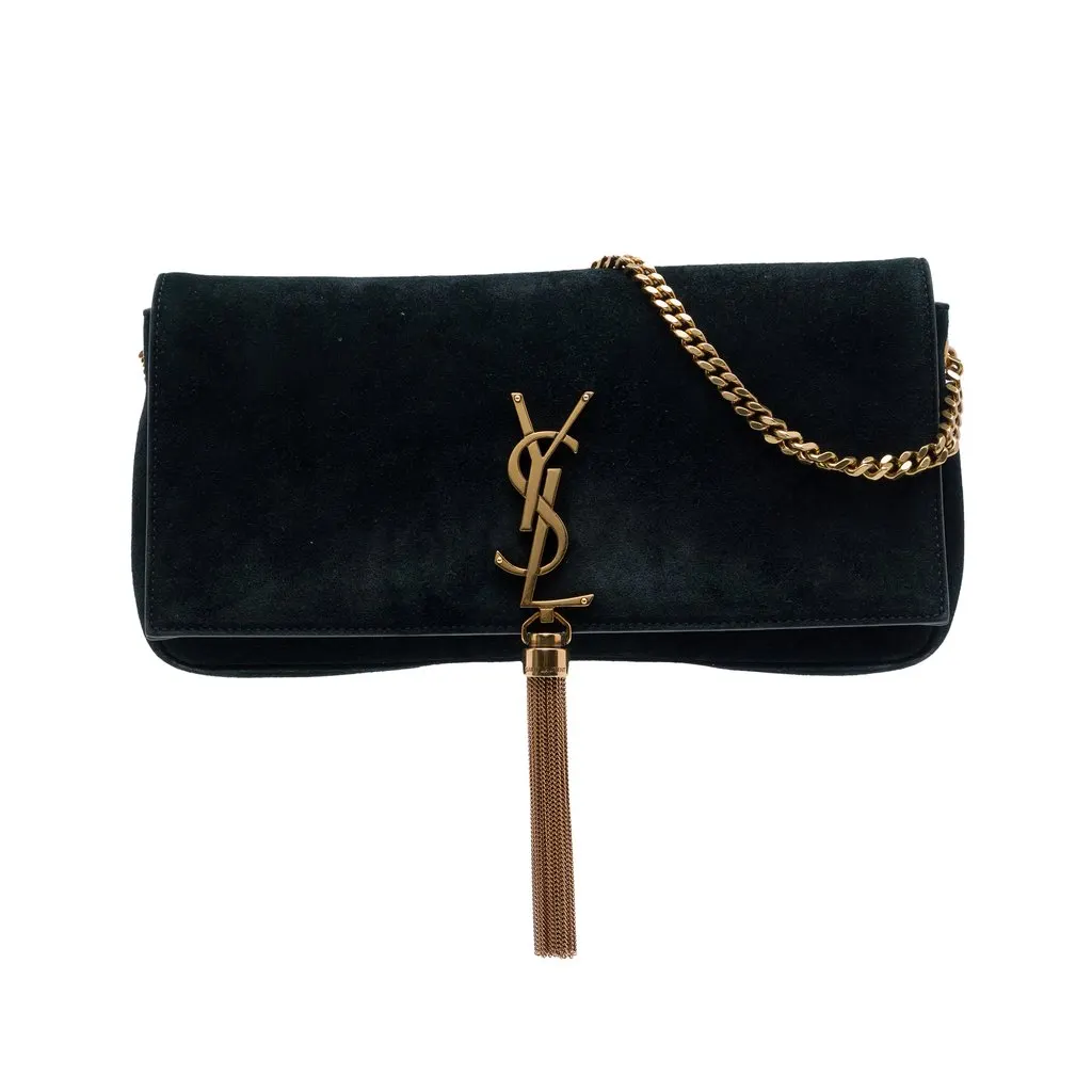 Saint Laurent Suede Monogram Kate 99 Tassel Bag Black Leather Very good - Front View