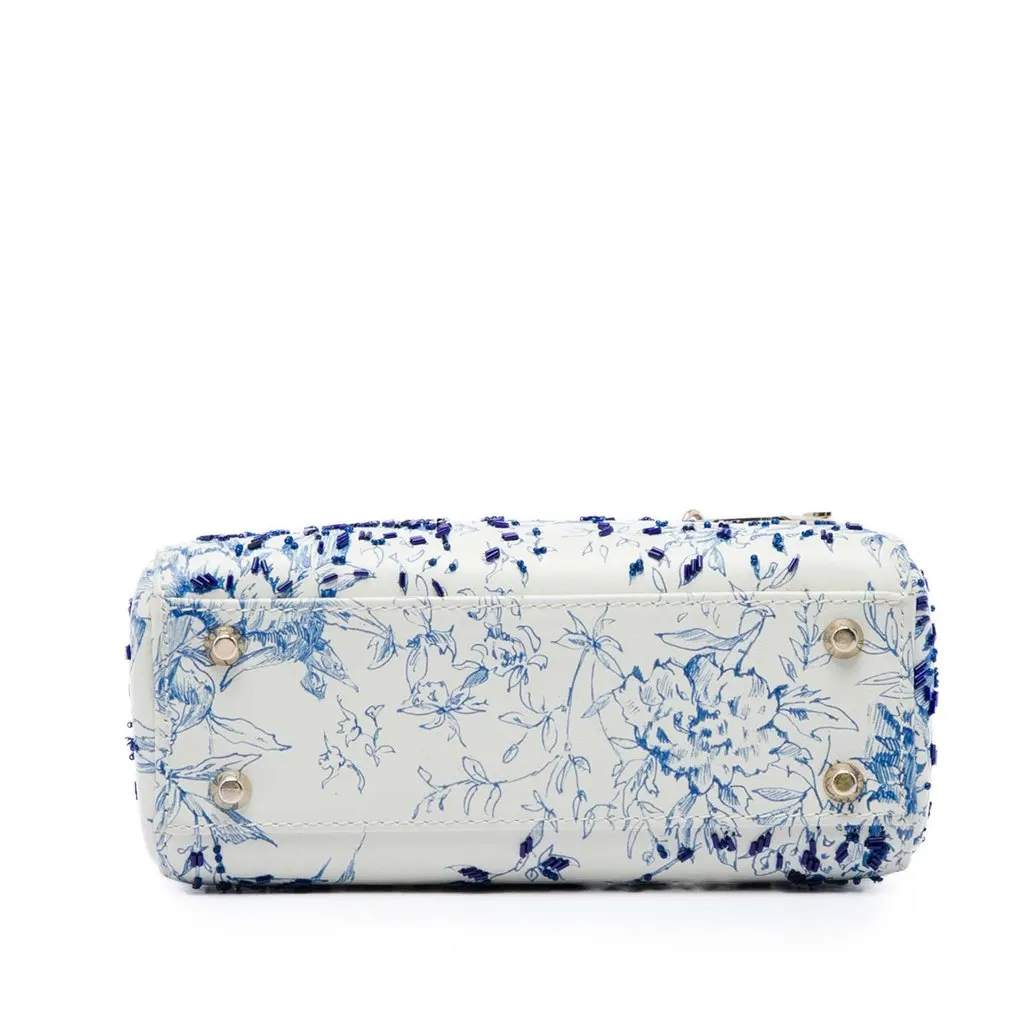 Dior Mini Calfskin Beaded Jardin D Hiver Lady Dior White Leather Very good - Inside View