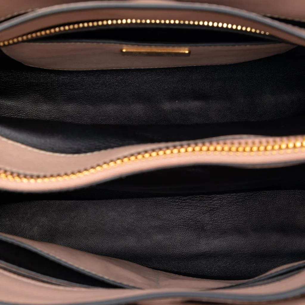 Prada Saffiano Soft Triple Pocket Tote Brown Leather Very good - Model View