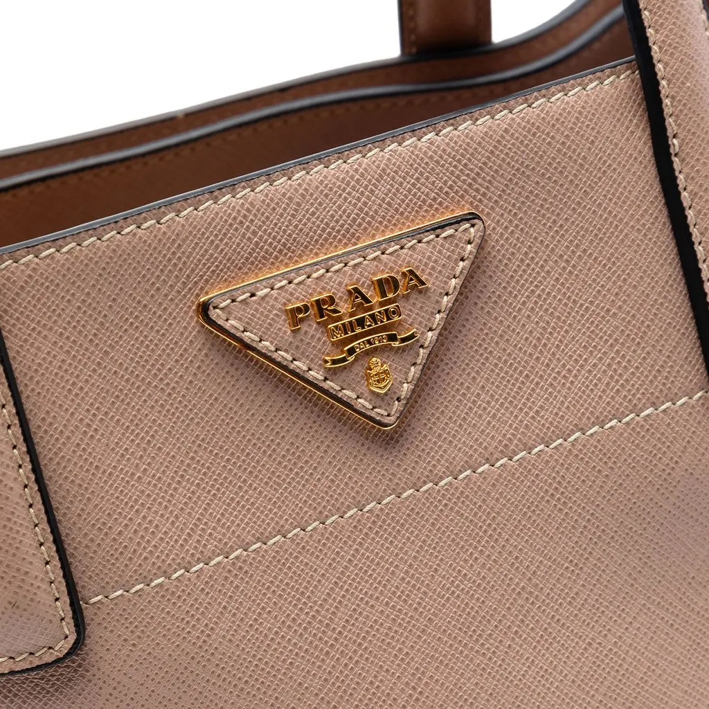 Prada Saffiano Soft Triple Pocket Tote Brown Leather Very good - Box View