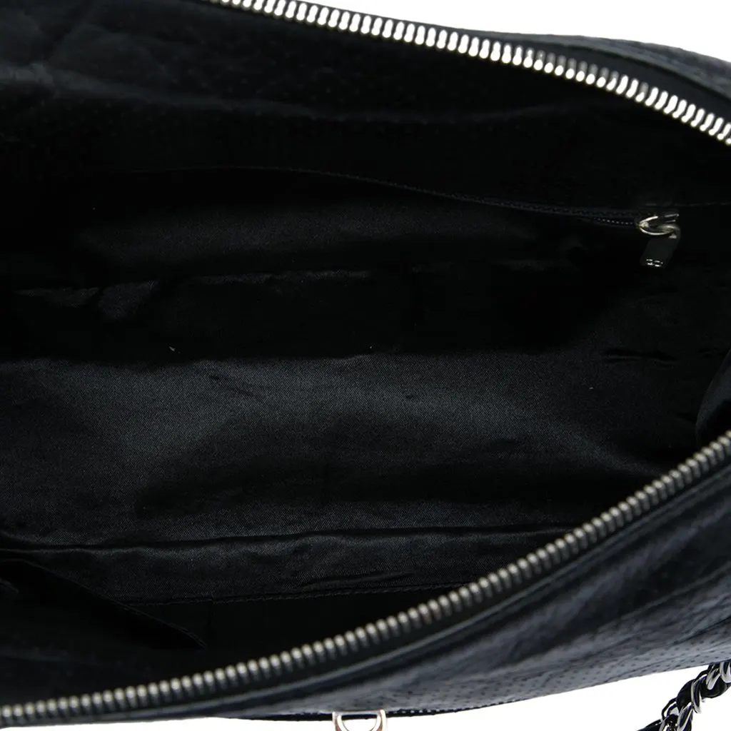 Chanel Perforated Calfskin 50s Shoulder Bag Black Leather Very good - Model View
