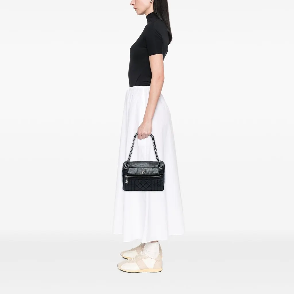 Chanel Perforated Calfskin 50s Shoulder Bag Black Leather Very good - Box View