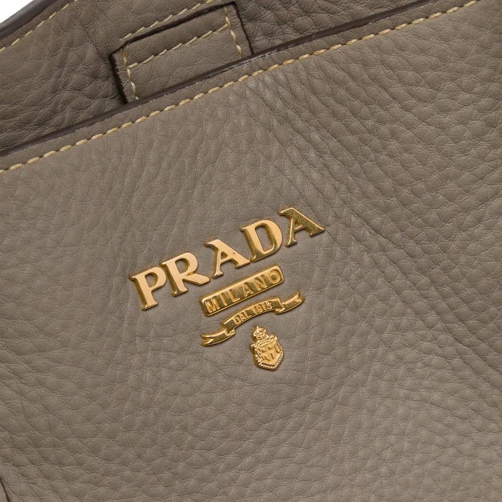 Prada Vitello Daino Open Convertible Tote Grey Leather Very good - Box View