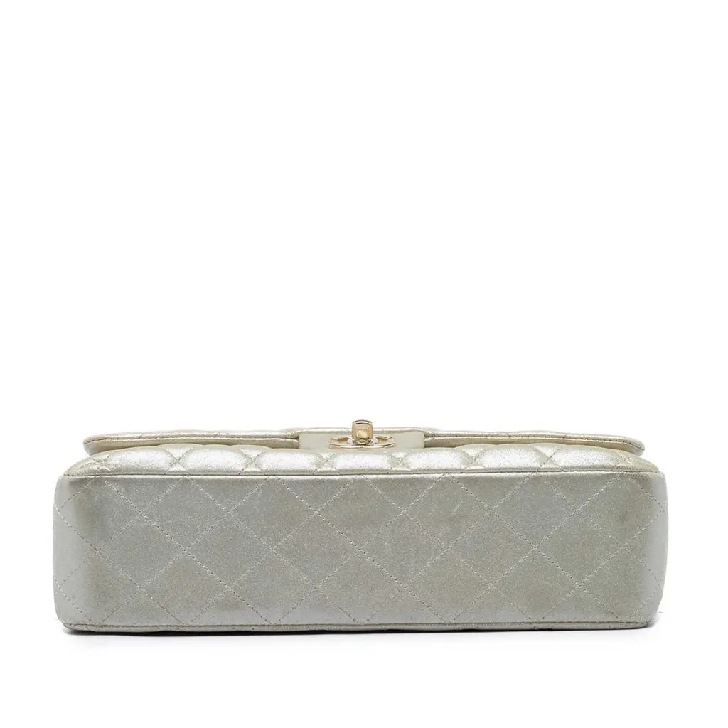 Chanel Medium Classic Iridescent Lambskin Double Flap Gold Leather Very good - Inside View