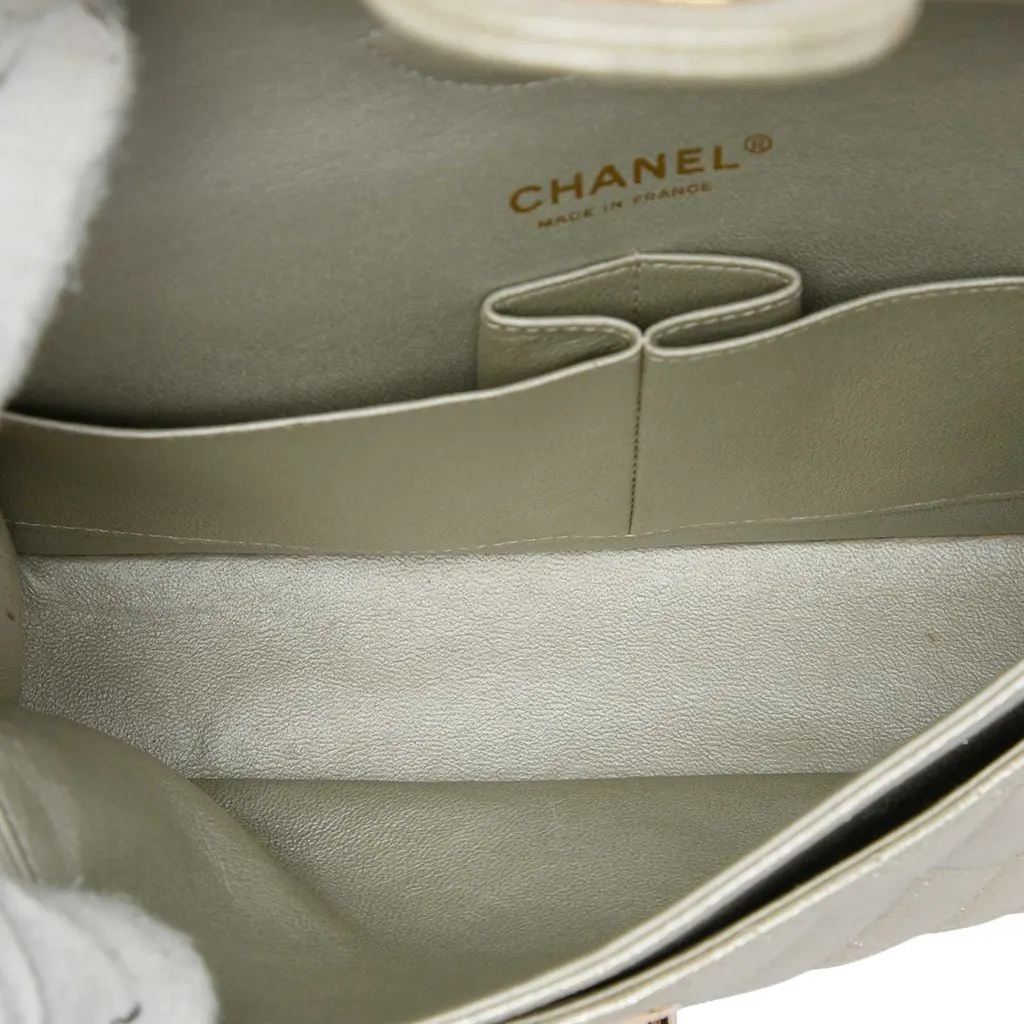 Chanel Medium Classic Iridescent Lambskin Double Flap Gold Leather Very good - Model View