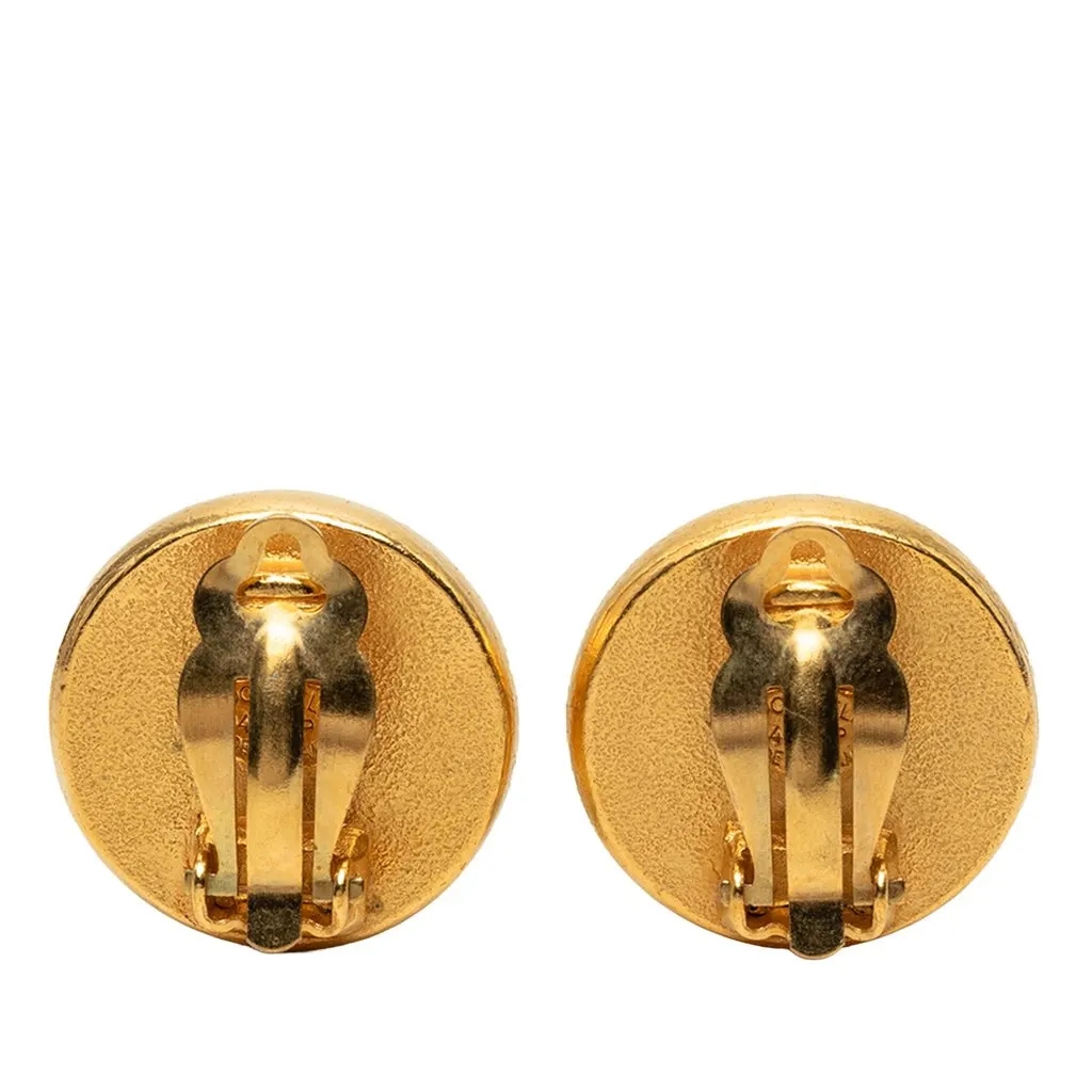 Chanel Gold Plated Faux Pearl Round Clip On Earrings Gold Metal Very good - Back View