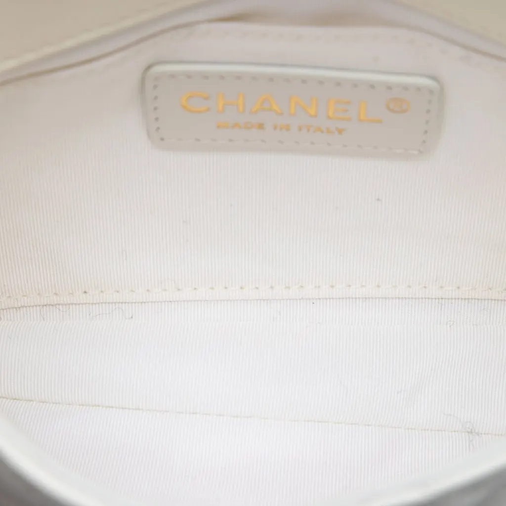 Chanel CC Quilted Lambskin Side Packs Flap White Leather Very good - Model View