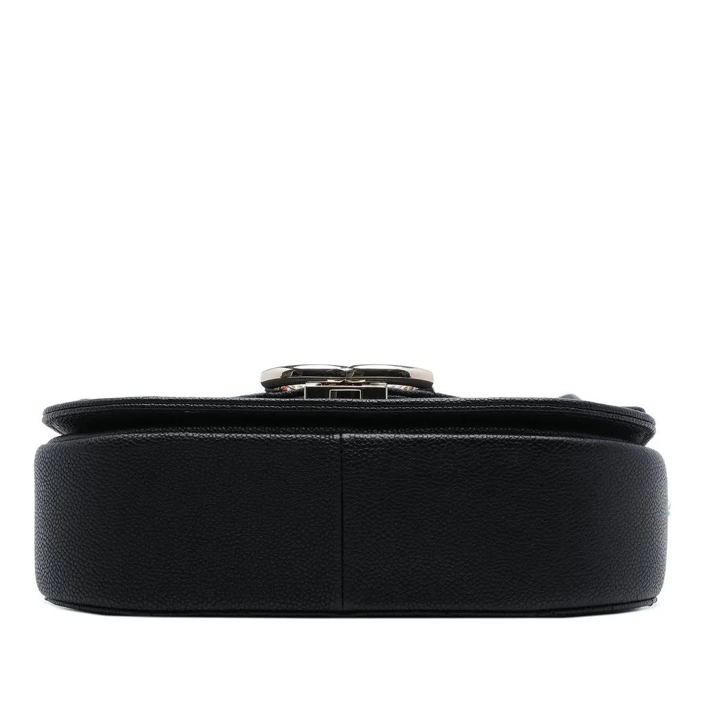 Chanel Paris Cuba Medium Quilted Caviar Thread Around Flap Black Leather Very good - Inside View