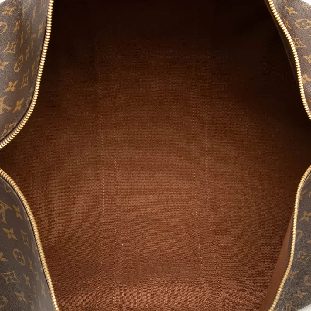 Louis Vuitton Monogram Keepall Bandouliere 55 Brown Canvas Good - Model View