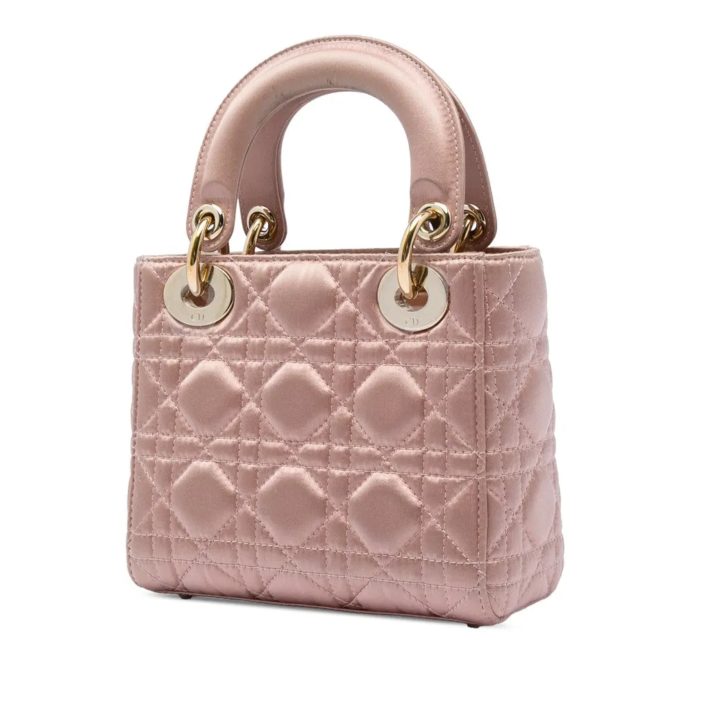 Dior Mini Satin Cannage Swarovski Crystal Lady Dior Pink Very good - Back View