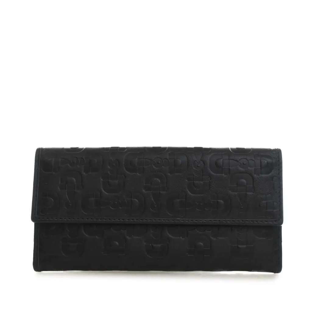 Gucci Horsebit Embossed Calfskin Long Wallet Black Leather Very good - Front View