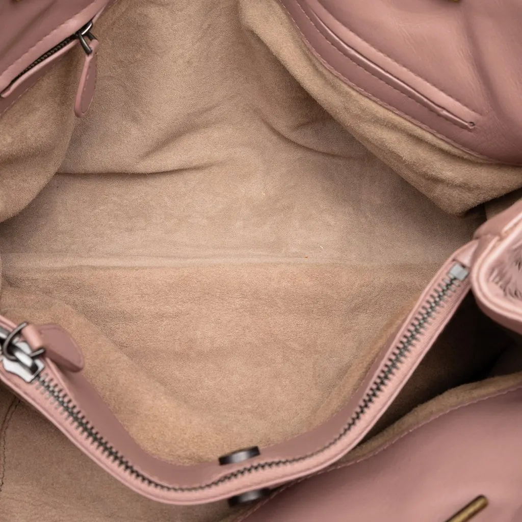 Bottega Veneta Medium Nappa Intrecciato Double Chain Tote Pink Leather Very good - Model View