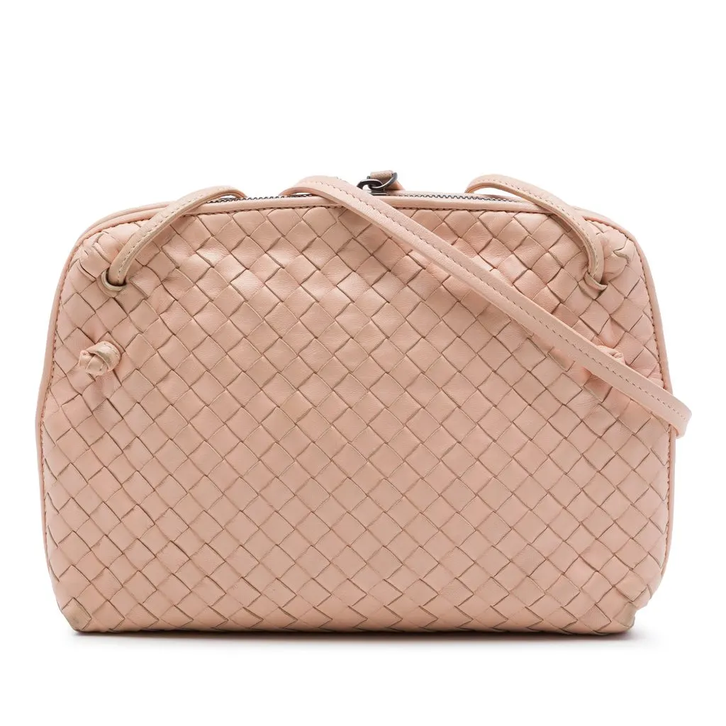 Bottega Veneta Nappa Intrecciato Nodini Crossbody Pink Leather Very good - Front View