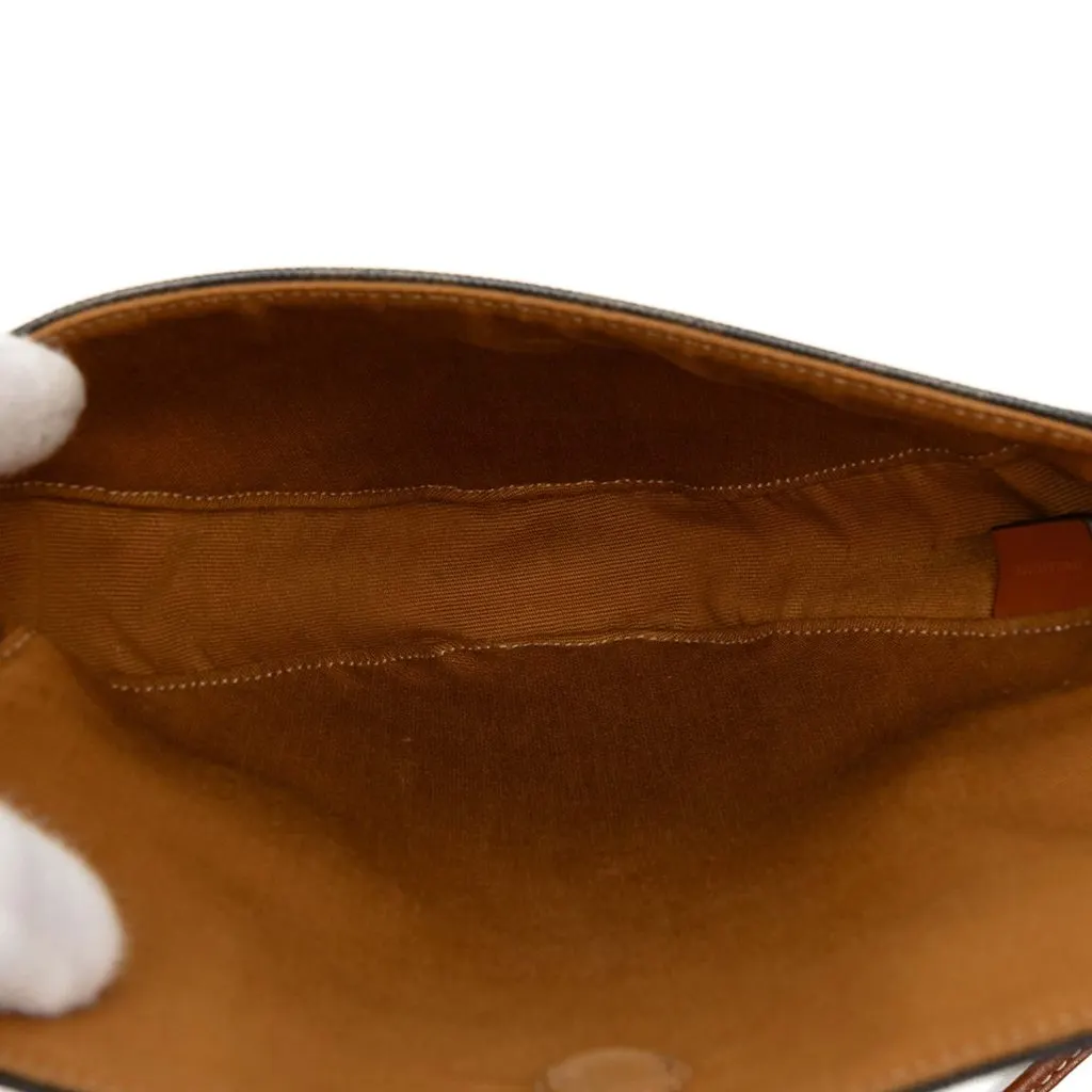 Celine Triomphe Coated Canvas Logo Triangle Crossbody Brown Very good - Model View