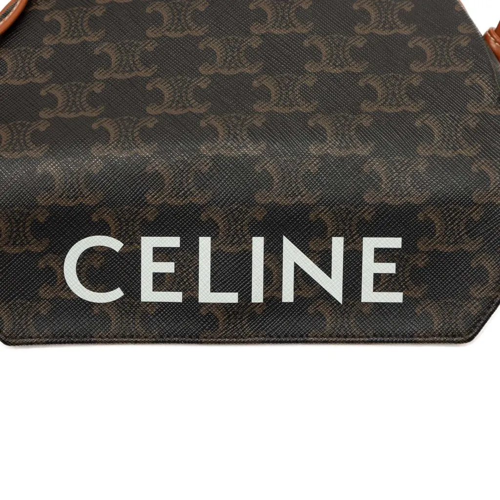 Celine Triomphe Coated Canvas Logo Triangle Crossbody Brown Very good - Box View