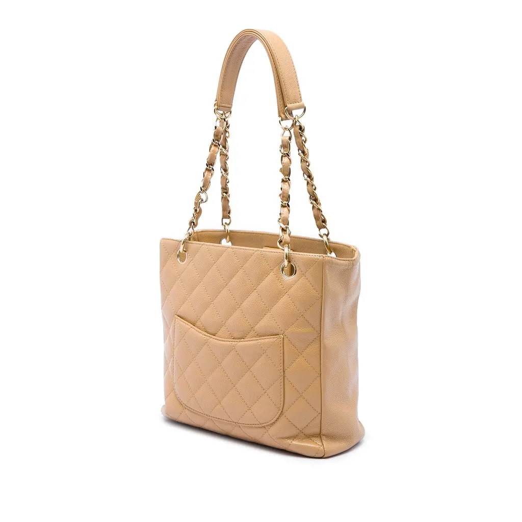 Chanel Caviar Petite Shopping Tote Brown Leather Very good - Back View
