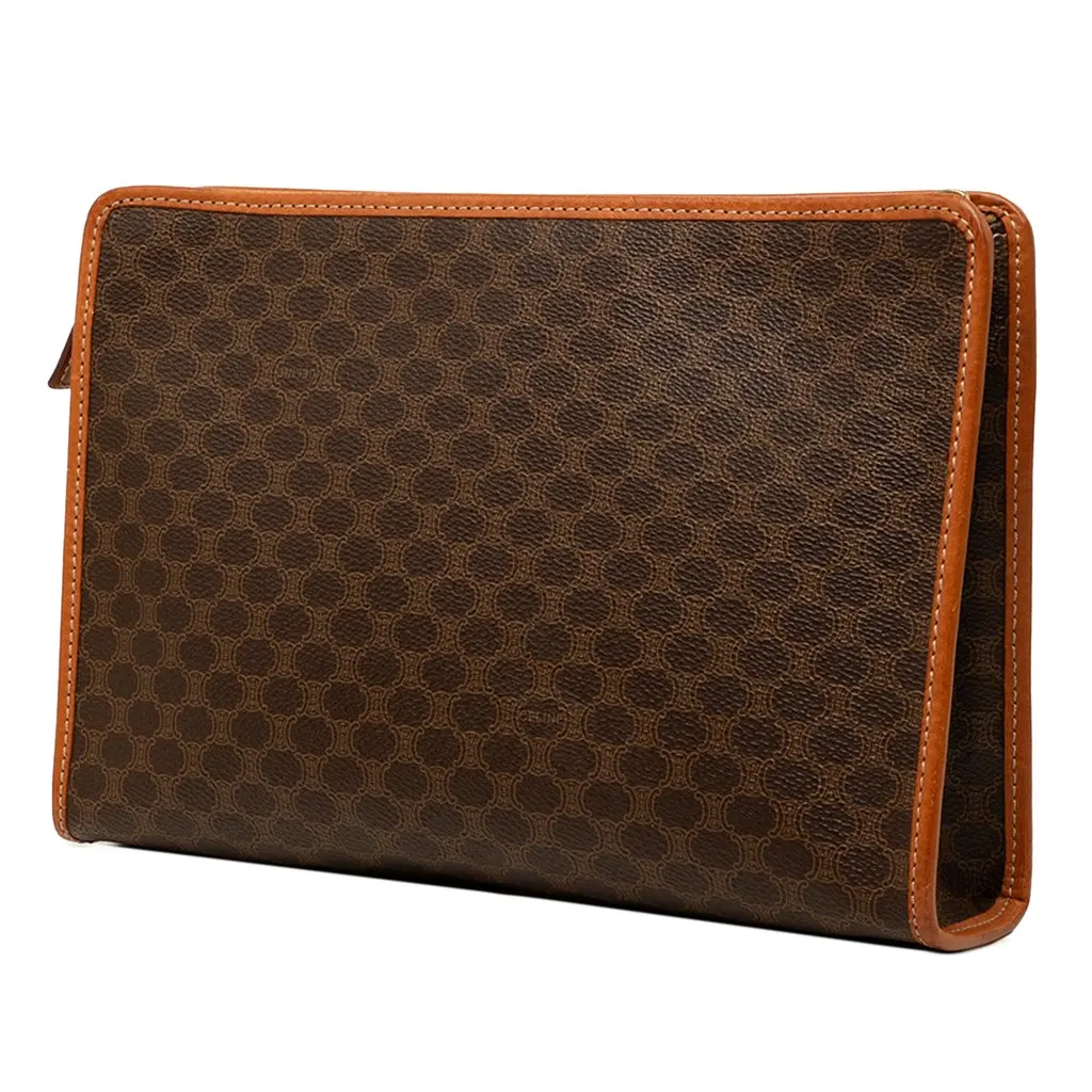 Celine Macadam Coated Canvas Clutch Brown Canvas Very good - Back View