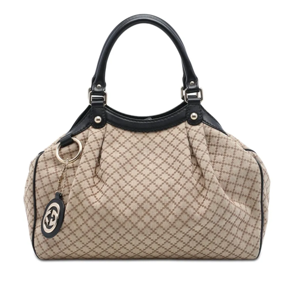 Gucci Medium Diamante Canvas Sukey Tote Beige Very good - Front View
