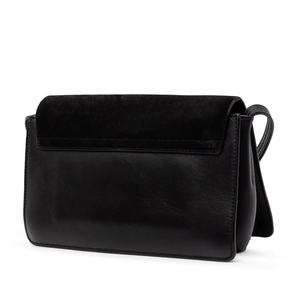 Chloé Small Suede and Calfskin Faye Crossbody Black Leather Good - Back View