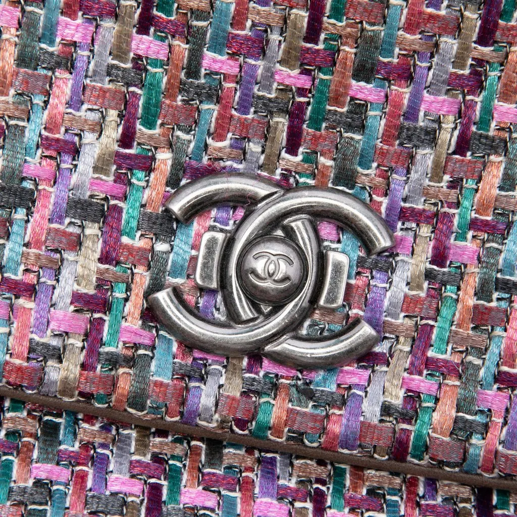 Chanel CC Multicolor Tweed Flap Purple Tweed Very good - Box View