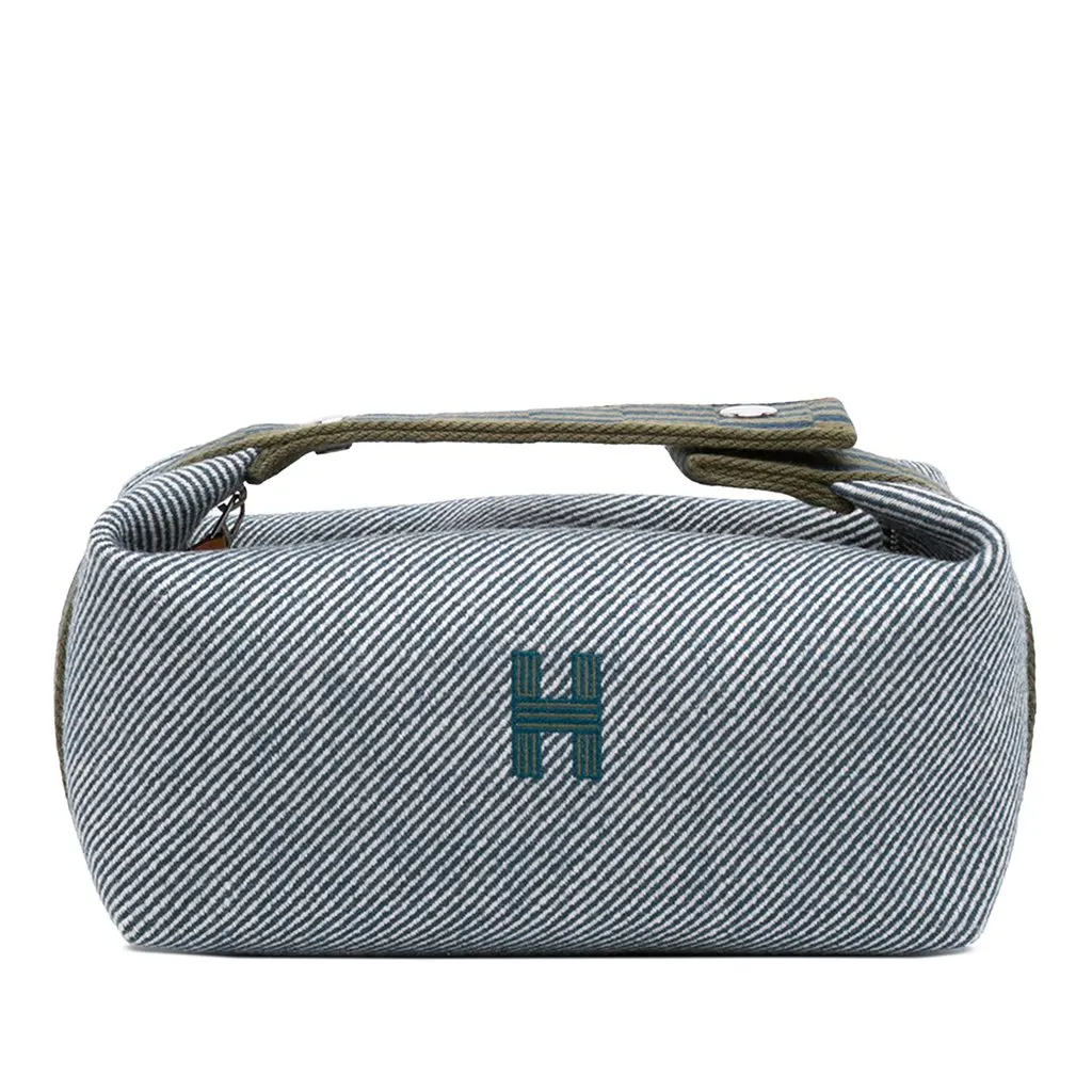 Hermès Small Wool Bride A Brac H Natte Case Blue Very good - Front View