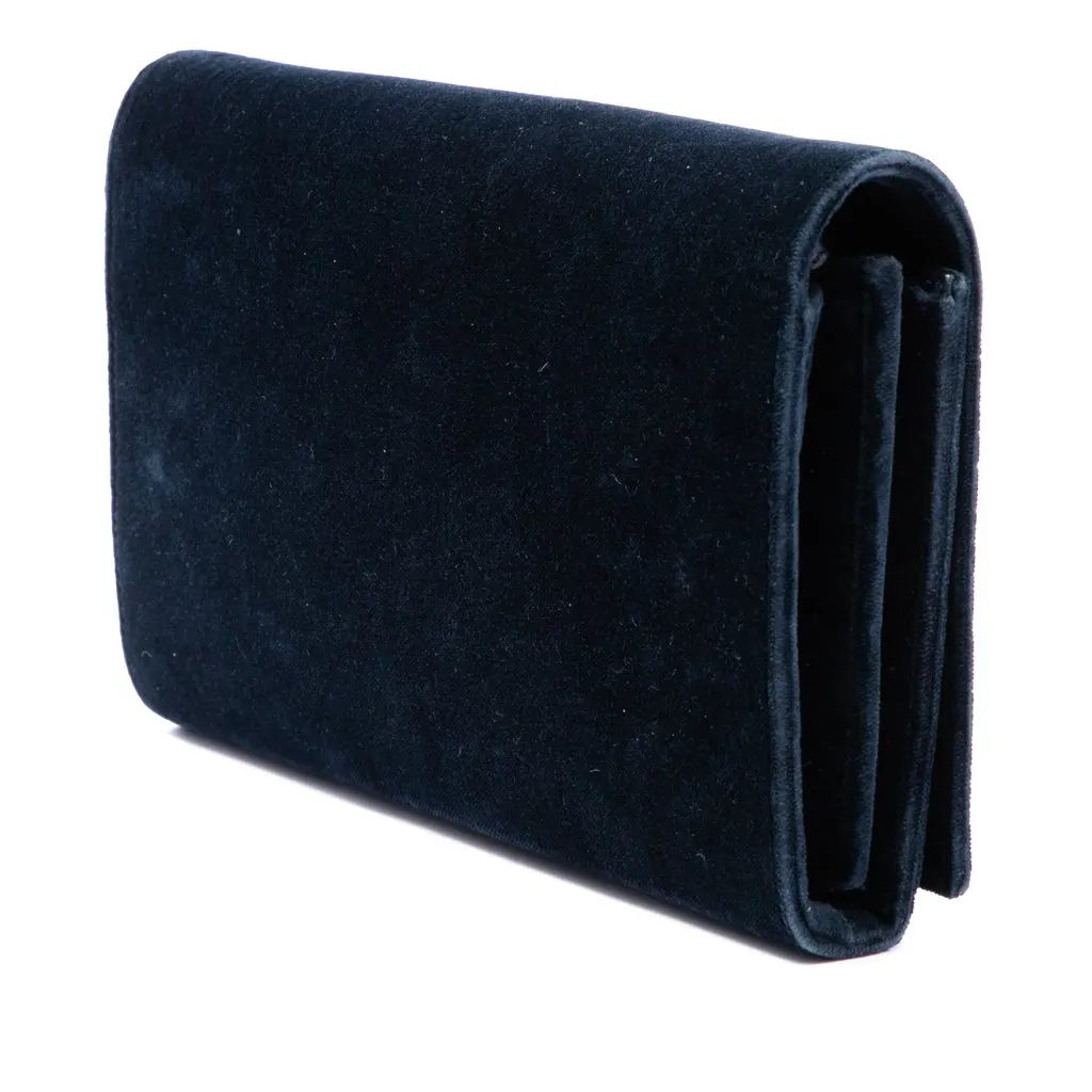 Saint Laurent Suede Monogram Kate Chain Wallet Blue Suede Very good - Back View