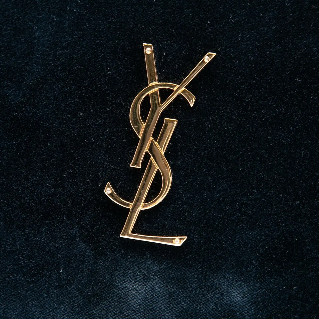 Saint Laurent Suede Monogram Kate Chain Wallet Blue Suede Very good - Box View