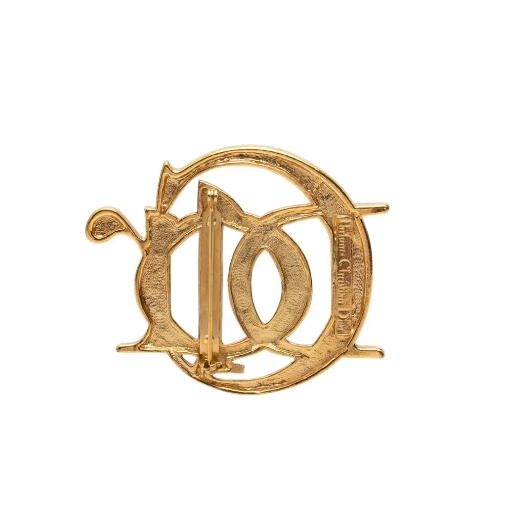 Dior Gold Plated Logo Brooch Gold Metal Very good - Back View