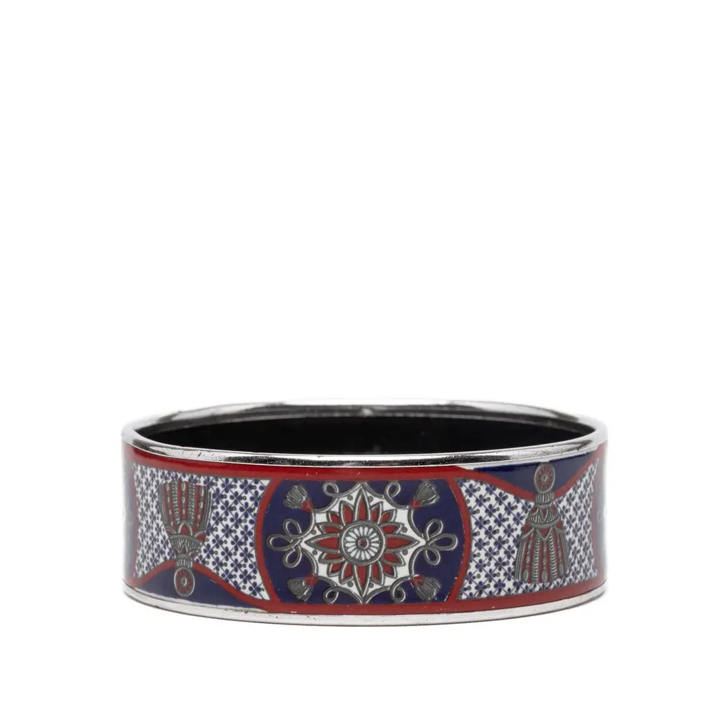 Hermès Wide Passementerie Enamel Bangle 65 Blue Very good - Front View