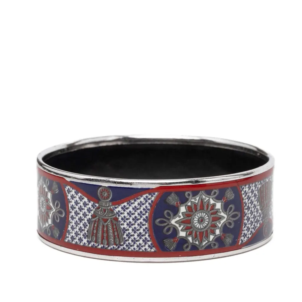 Hermès Wide Passementerie Enamel Bangle 65 Blue Very good - Back View