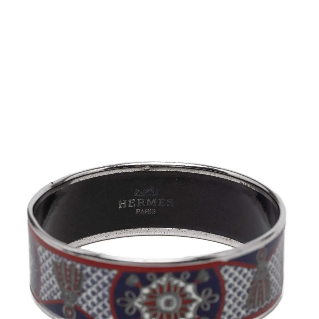 Hermès Wide Passementerie Enamel Bangle 65 Blue Very good - Model View