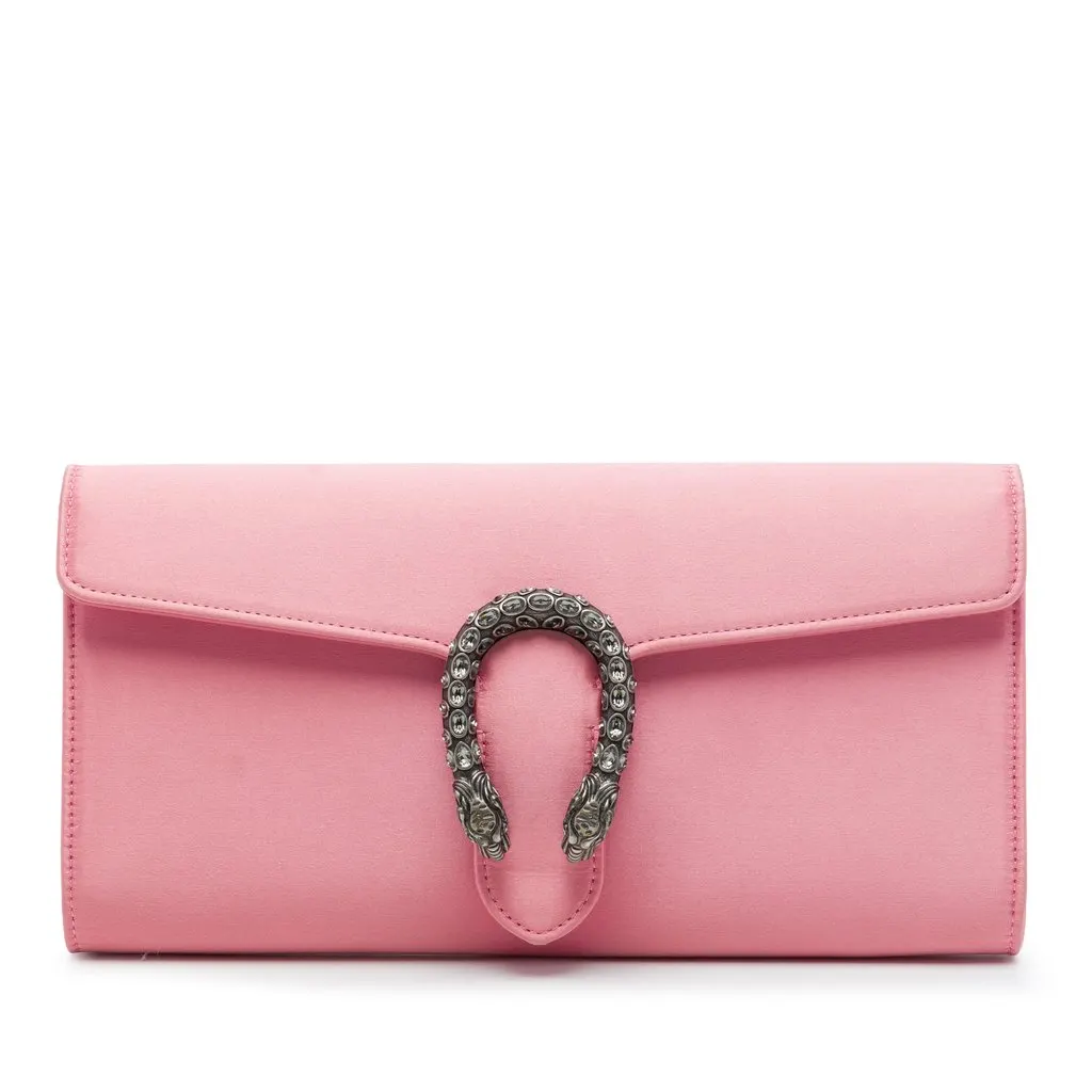 Gucci Satin Dionysus Clutch Pink Satin Very good - Front View