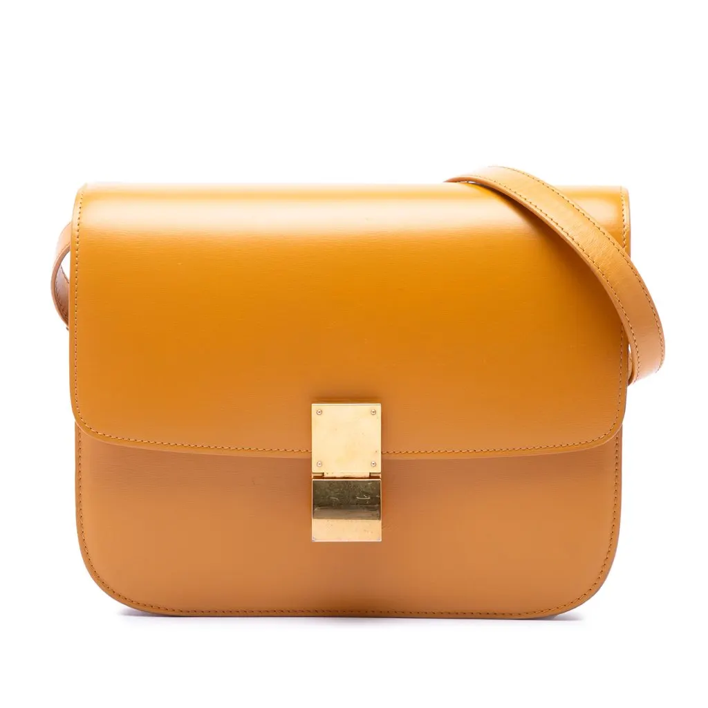 Celine Medium Calfskin Classic Box Brown Leather Very good - Front View