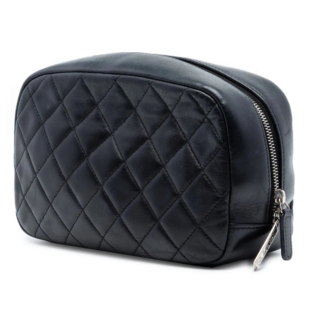Chanel Medium Curvy Cosmetic Pouch Black Leather Very good - Back View