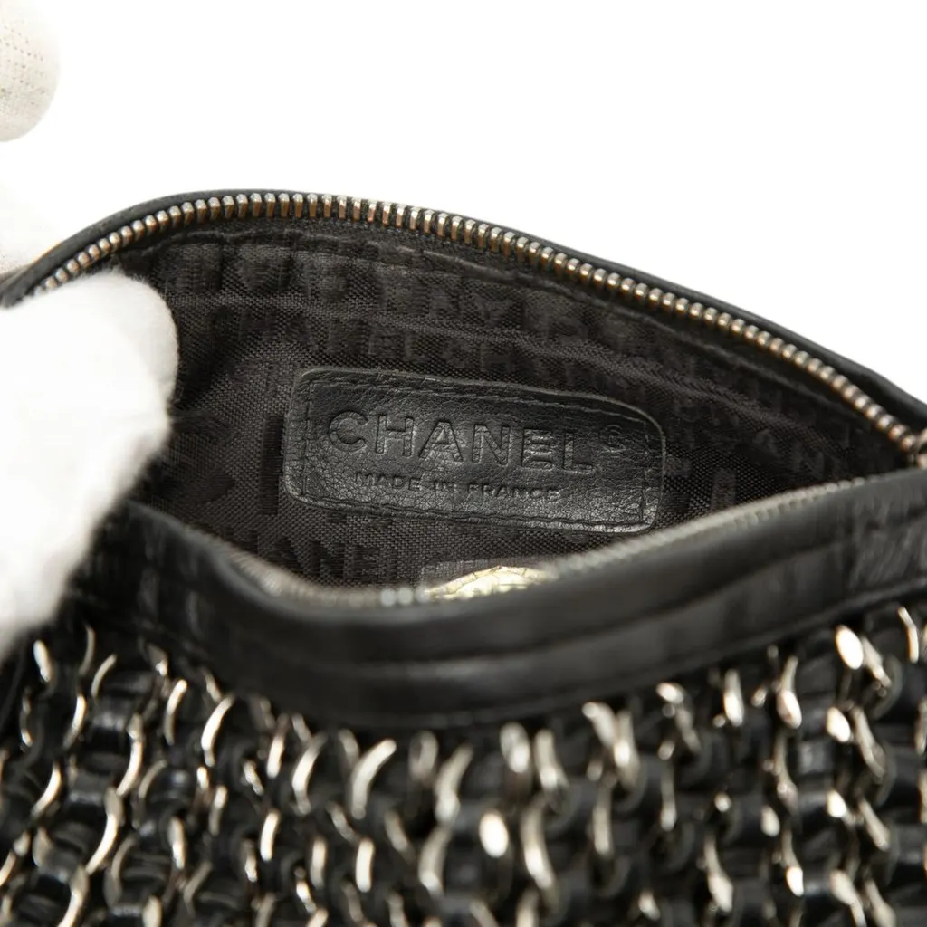 Chanel CC Lambskin Chain Link Barrel Bag Black Leather Good - Box View