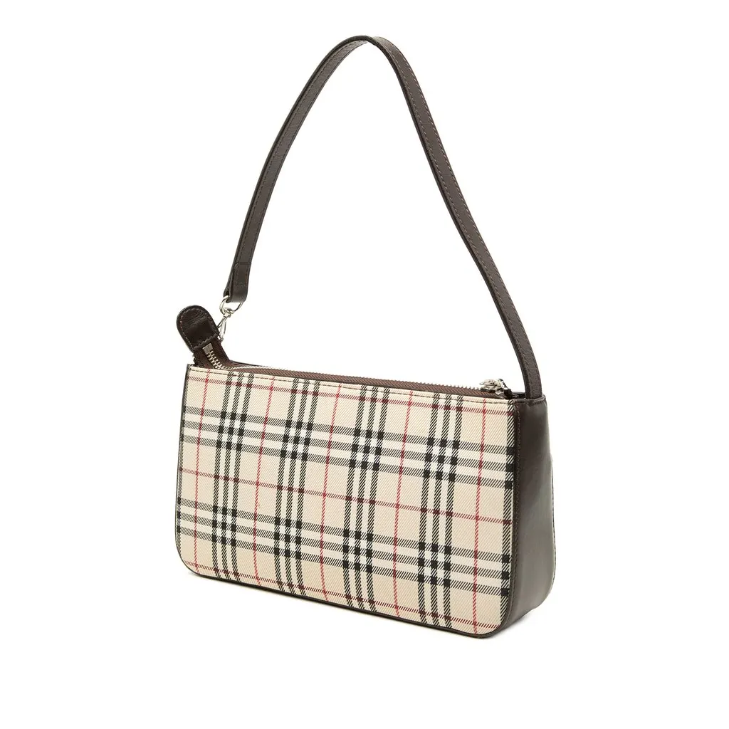 Burberry House Check Canvas Shoulder Bag Beige Very good - Back View