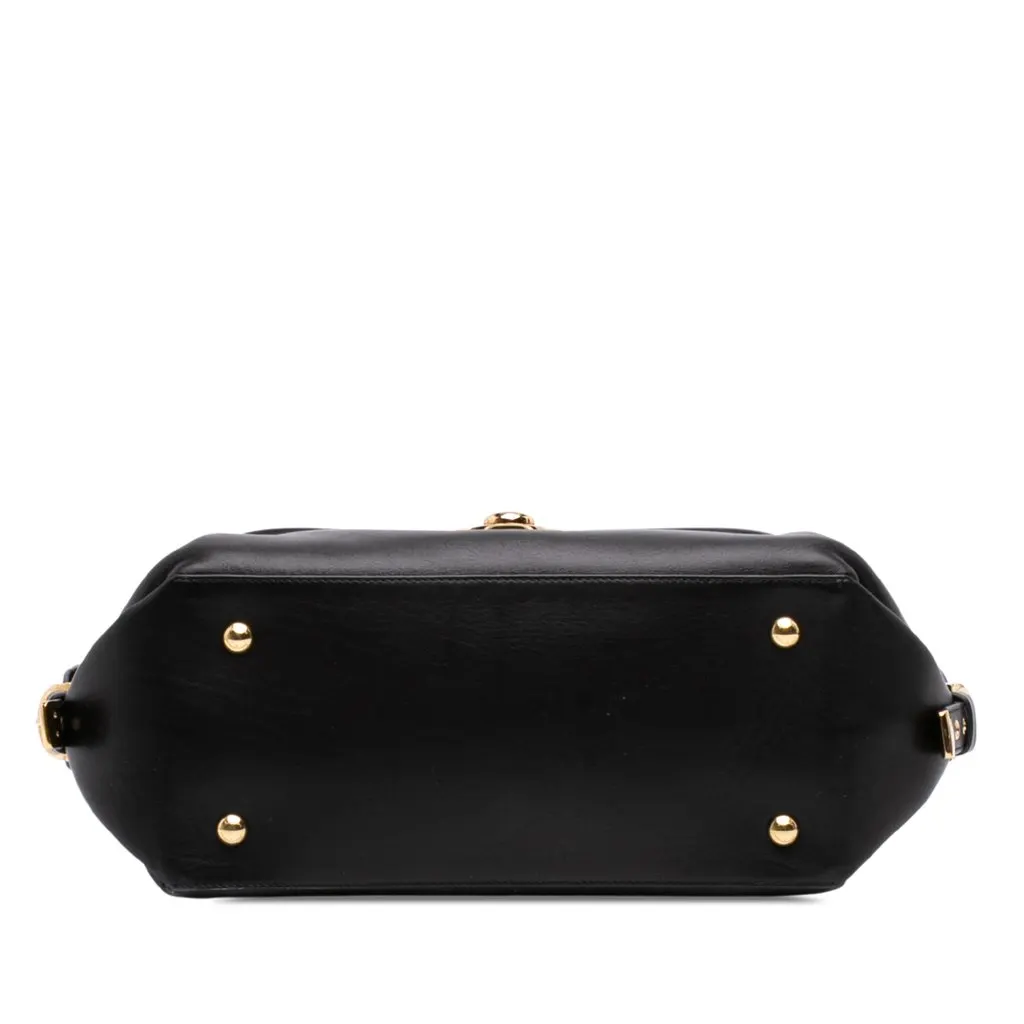 Ferragamo Leather Fiamma Satchel Black Leather Very good - Inside View