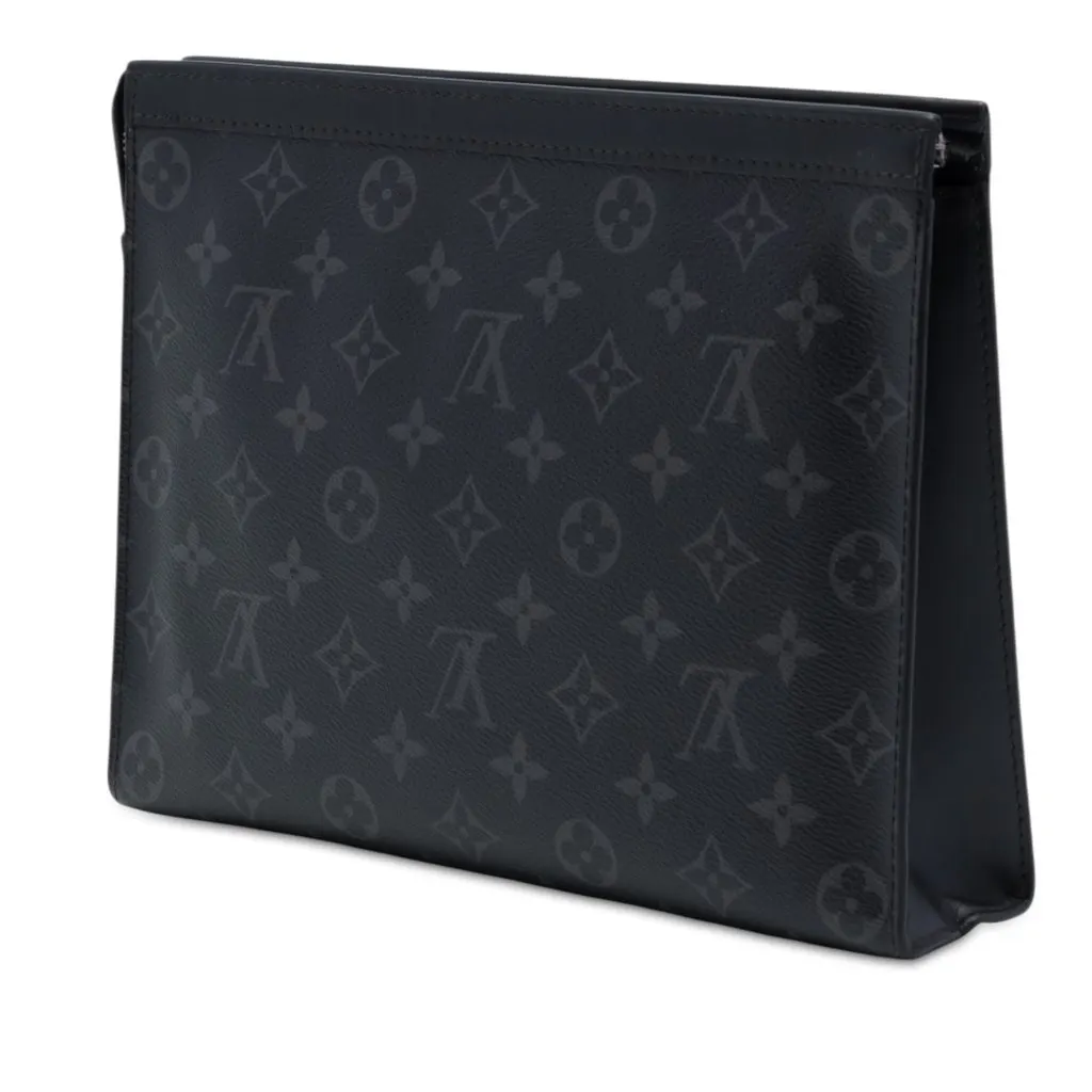 Louis Vuitton Monogram Eclipse Pochette Voyage MM Black Very good - Back View