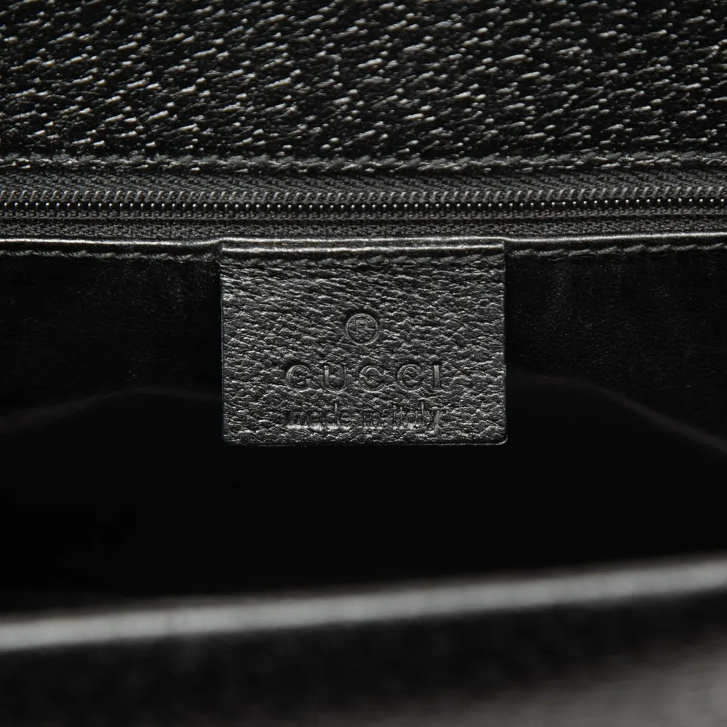 Gucci Grained Calfskin Bamboo Handbag Black Leather Good - Box View