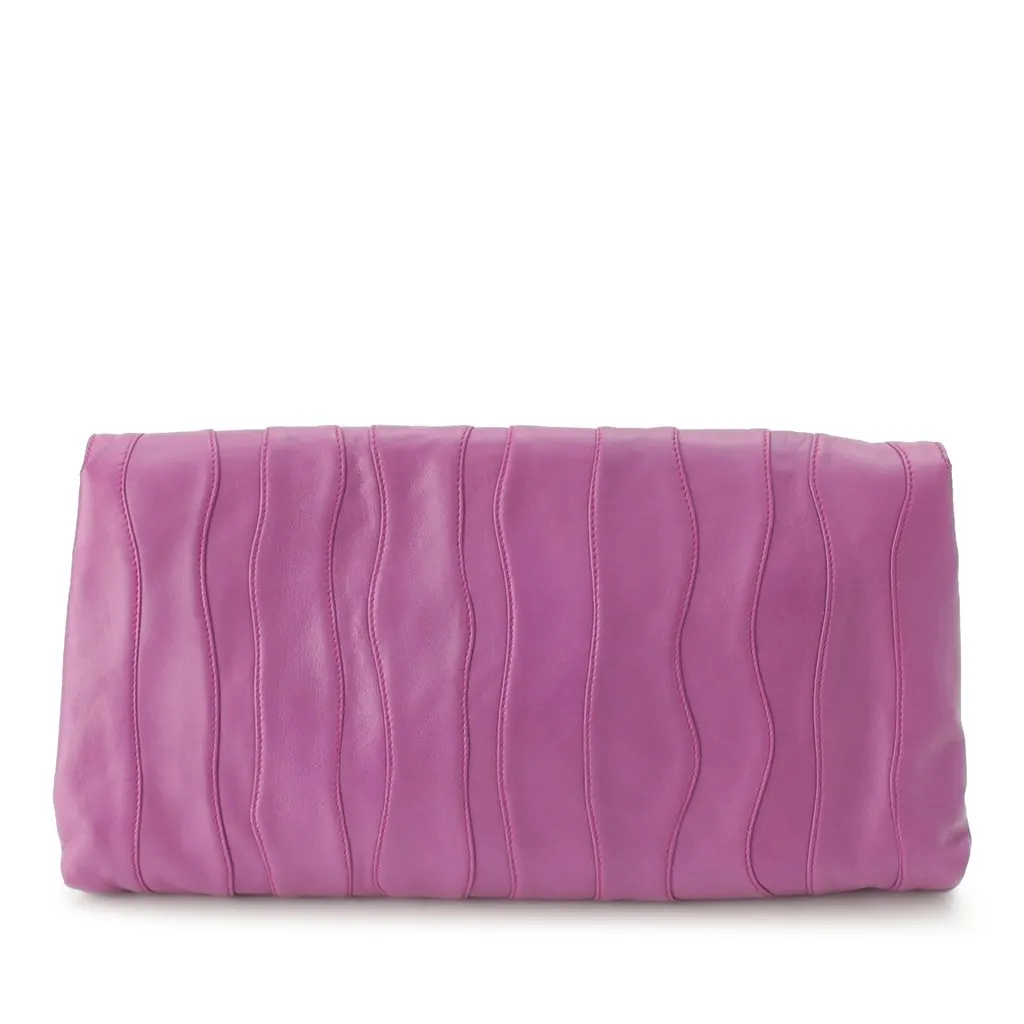 Prada Nappa Waves Stripe Clutch Purple Leather Very good - Back View