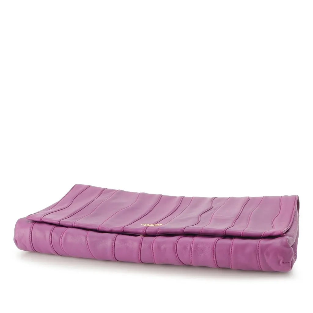 Prada Nappa Waves Stripe Clutch Purple Leather Very good - Inside View