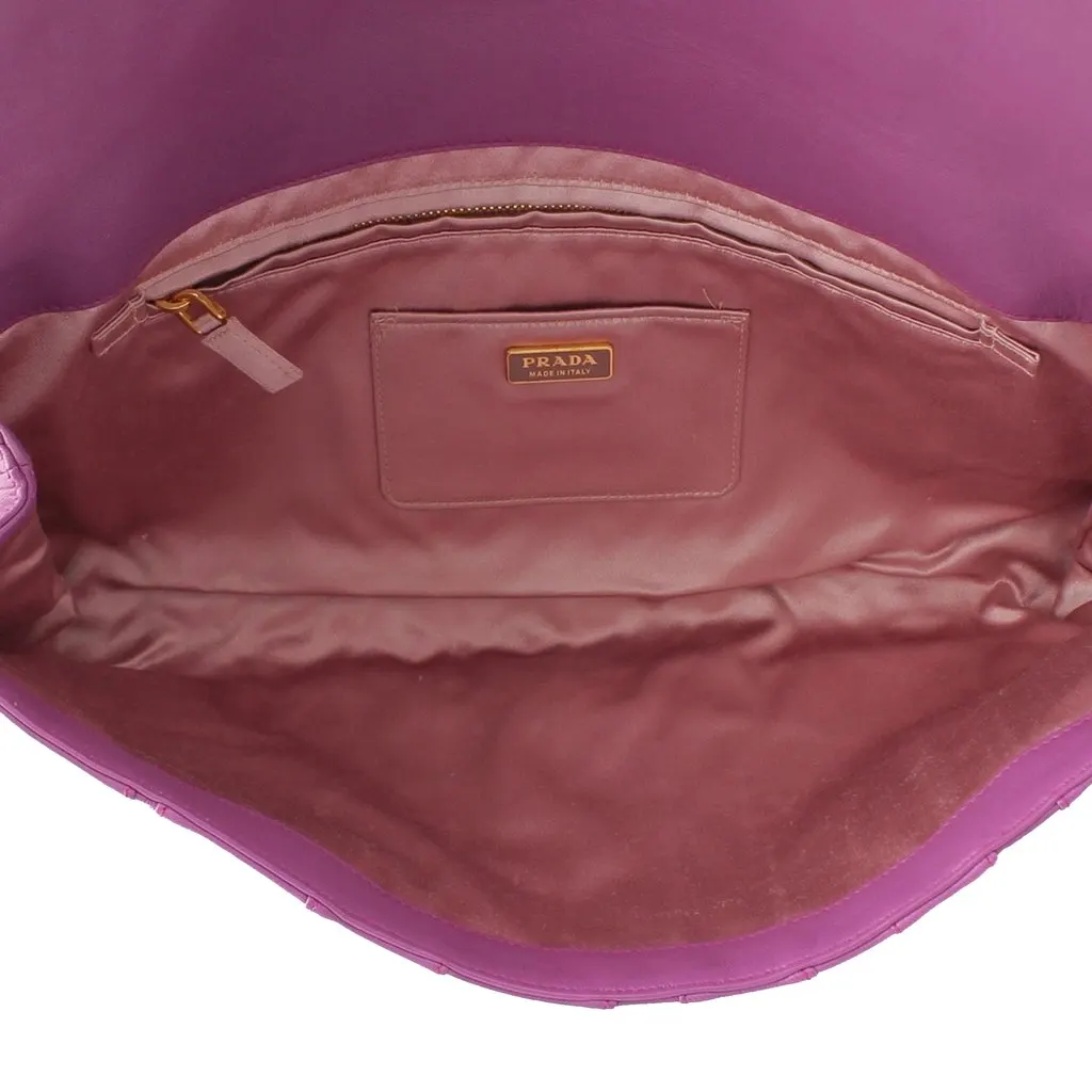 Prada Nappa Waves Stripe Clutch Purple Leather Very good - Model View