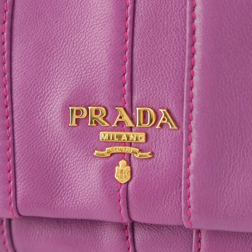 Prada Nappa Waves Stripe Clutch Purple Leather Very good - Box View